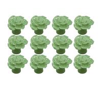 RSWZSFL 12 Pcs Dresser Knobs Ceramic Rose Flower Door Handle Cabinet Knobs Cupboard Drawer Pulls Handles Furniture Knob for Dresser Kitchen Cabinet (Green)