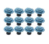 RSWZSFL 12 Pcs Dresser Knobs Ceramic Rose Flower Door Handle Cabinet Knobs Cupboard Drawer Pulls Handles Furniture Knob for Dresser Kitchen Cabinet (Blue)