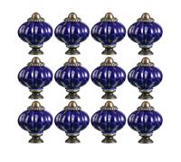 RSWZSFL 12 Pieces Pumpkin Ceramic Knobs with Screw Door Handles Antique Kitchen Cupboard Knobs Furniture Handles Pulls for Kitchen Cabinet Cupboard Wardrobe Dresser Drawer (Cobalt Blue)