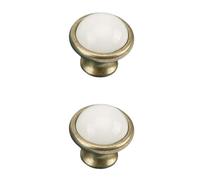 RSWZSFL 2 Pack Ceramic Handles European Style Vintage Drawer Handles Cabinet Door Handles Cupboard Handles Wardrobe Handles Furniture Handles Zinc Alloy Kitchen Door Knobs (Bronze+White,Single Hole)