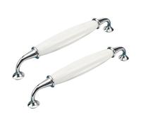 RSWZSFL 2 Pack Ceramic + Zinc Alloy European Style Vintage Drawer Handles (Bright Chrome + White, Pitch: 160mm)