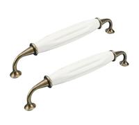 RSWZSFL 2 Pack Ceramic & Zinc Alloy European Style Vintage Drawer Handles (Bronze+White, 160mm)