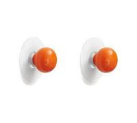 RSWZSFL 2 Pcs Colourful Ceramic Drawer Knobs Self Stick Knobs Self-Adhesive Handles Stick On Cabinet Knobs Wardrobe Door Handles for Furniture Dresser Cupboard Kids Room (Orange)