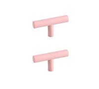 RSWZSFL 2 Pcs Kitchen Door Handles T Bar Handle Drawer Pulls Cupboard Handles Colorful Cabinet Pulls Wardrobe Handles for Children's Wardrobe Bedroom Furniture Hardware (Pink,Single Hole)