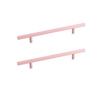RSWZSFL 2 Pcs Kitchen Door Handles T Bar Handle Drawer Pulls Cupboard Handles Colorful Cabinet Pulls Wardrobe Handles for Children's Wardrobe Bedroom Furniture Hardware (Pink,Pitch:160mm)