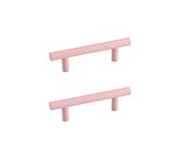 RSWZSFL 2 Pcs Kitchen Door Handles T Bar Handle Drawer Pulls Cupboard Handles Colorful Cabinet Pulls Wardrobe Handles for Children's Wardrobe Bedroom Furniture Hardware (Pink,Pitch:76mm)