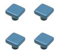 RSWZSFL 4 Pack Ceramic Cabinet Knobs Colorful Cute Door Knobs Drawer Pull Handle Square Kitchen Cupboard Knobs Wardrobe Knobs for Kids Bedroom Furniture Dresser (Blue)