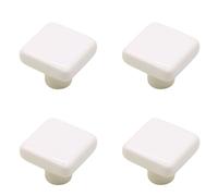RSWZSFL 4 Pack Ceramic Cabinet Knobs Colorful Cute Door Knobs Drawer Pull Handle Square Kitchen Cupboard Knobs Wardrobe Knobs for Kids Bedroom Furniture Dresser (White)