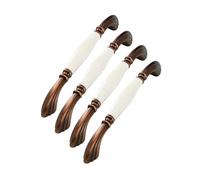 RSWZSFL 4 Pack Ceramic Handles European Classic Style Handle Cabinet Knobs Cupboard Handles Kitchen Door Handle Drawer Pulls for Bedroom Furniture Dresser Office Cupboard (Coffee,Pitch:96mm)