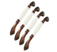 RSWZSFL 4 Pack Ceramic Handles European Classic Style Handle Cabinet Knobs Cupboard Handles Kitchen Door Handle Drawer Pulls for Bedroom Furniture Dresser Office Cupboard (Coffee,Pitch:160mm)