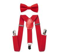 RSXING Kids Braces Bow Tie Set - Adjustable Suspenders Bowtie set, Elastic Y-Shape Suspenders With The Classic Bow Tie for Boys & Girls by (Red)