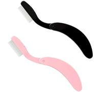 RSYHVG 2PCS Folding Eyelash Separator Comb, Eyelash Comb Metal Teeth, Foldable and Fine Lash Comb, Eye Lash Separator Combs for Eyelash Lift and Separate, Eyebrow Waxing (Pink and Black)
