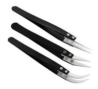 RSYHVG 3Pcs Stainless Steel Ceramic Pointed Tweezers for Electronic Repair,Jewelry Making,Laboratory Work,High Temperature Resistant Insulated Clamping Tools