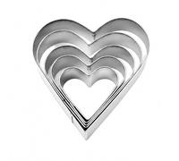 RSYHVG 5 Pcs Heart Cookie Cutter Set, Food-Safe Stainless Steel Biscuit Cutters, Reusable Heart Shaped Moulds with Sharp Edges, for Baking Cookies Scones Cake Decorations & Craft Projects