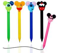 RSYHVG 5PCS Cartoon Ballpoint Pens, Cute Mouse Head Character Ears Pens, Retractable Ballpoint Pen, Multi Color Jumbo Autograph Princess Pencil Signature Office Accessories for Teacher Student