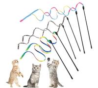 RSYHVG 6 Packs Cat Wand Toy Set, 30cm Cat Interactive Wand with 60cm Rainbow Ribbon StringCloth String for Pet Kitten Training Exerciser Kitten Catcher(6 Pcs)