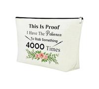 RSYHVG Cross Stitch Gifts Canvas Makeup Bag, Double-Sided Printed Sewing Cosmetic Pouch, Quilter Sewing Lover Gifts for Women Mum Grandma Sister Birthday Christmas Travel Organizer Bag