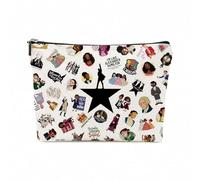 RSYHVG Double-Sided Printed Makeup Bag, Waterproof Linen Zipper Toiletry Bag, Portable Cosmetic Organizer for Travel & Daily Use, Practical Gift for Women