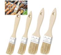 RSYHVG Wooden Cooking Basting Brush Set, 4 PCS Cooking Basting Brush, Natural Wood and Boar Bristle Culinary Pastry Brushes, Wooden Oil Brush for Bread Dough, BBQ Sauce, Cake Cooking