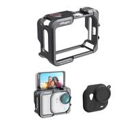Rszfnjxry Aluminum Frame Cage with Lens Silicone Case for Insta360 GO Ultra,Metal Protective Durable Housing Case with Cold Shoe Mount (Model Number 2)