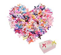 RT 100 Pieces Satin Ribbon Bows Mini Bows for Wedding Favors Gift Cards DIY Material Decoration for Party, Wedding, Christening, Birthday, Christmas (1 cm) (Multicolor)