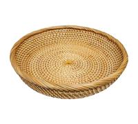 RT&BS Rattan Fruit Basket, Round Rattan Bread Basket, Natural Wicker Key Tray, Natural Wicker Decorative Tray, Handwoven Baskets for Storage Bread, Fruit, Snacks, Candy, Keys, Small items (L)