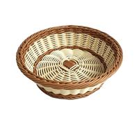 RT&BS Round Wicker Bread Basket, Round Wicker Fruit Basket, Rattan Vegetable Baskets, Reusable Handwoven Storage Baskets for Bread, Fruits, Vegetables, Eggs, Snacks, Candy (Bicolor, S)