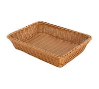 RT&BS Wicker Bread Basket Rectangular, Wicker Fruit Basket, Display Baskets for Vegetable, Imitation Rattan Tray, Handwoven Storage Baskets for Bread, Vegetables, Fruits, Snacks (Brown, M)