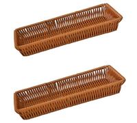 RT&BS Wicker Cutlery Basket, Small Wicker Bread Basket for Table, Cutlery Storage Baskets, Reusable Handmade Woven Storage Baskets for knives, Forks, Spoons, Chopsticks, Pastry (2pcs, Rectangle)