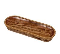 RT&BS Wicker Cutlery Basket, Small Wicker Bread Basket for Table, Cutlery Storage Baskets, Reusable Handmade Woven Storage Baskets for knives, Forks, Spoons, Chopsticks, Pastry (1pcs, Oval)