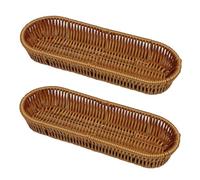 RT&BS Wicker Cutlery Basket, Small Wicker Bread Basket for Table, Cutlery Storage Baskets, Reusable Handmade Woven Storage Baskets for knives, Forks, Spoons, Chopsticks, Pastry (2pcs, Oval)