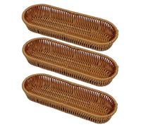 RT&BS Wicker Cutlery Holder, Small Bread Basket for Table, Reusable Durable Cutlery Basket, Christmas Pastry Baskets for Kitchens, Restaurant, Picnic, Party (3pcs, Oval)