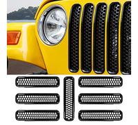 RT-TCZ Black Honeycomb Mesh Front Grill Inserts Kit for 1997-2006 Jeep Wrangler TJ & Unlimited - (7PCS)
