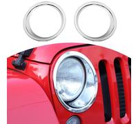 RT-TCZ Headlight Cover Trim Headlight Bezels for Jeep Wrangler JK & Wrangler Unlimited JKU 2007-2018 Unlimited (Chrome)