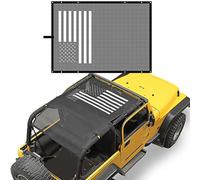 RT-TCZ Jeep Wrangler TJ US Flag Durable Polyester Mesh Shade Top Cover Provides UV Sun Protection for 1997-2016 Jeep Wrangler TJ Original Black And White