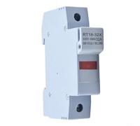 RT18-32X 1P 32A 10x38mm DIN Rail Mount Fuse Holder Base with LED Indicator, Compatible with R015 Fuses, 500V Rated, Flame Retardant Housing for Industrial Electrical Protection