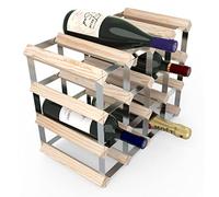 RTA Wooden Wine Rack, for Cupboards and Countertops, Made from Premium Quality FSC Pine, Fully Assembled, for Wine and Champagne, Made in The UK (16 Bottles) (Natural Pine)
