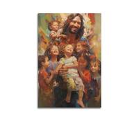 RTAG Religion Poster Jesus And The Children Poster Decorative Painting Canvas Wall Posters And Art Picture Print Modern Family Bedroom Decor Posters 12x18inch(30x45cm)