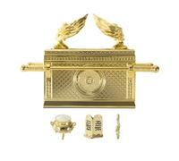 BRTAGG The Ark of The Covenant Historic Model Replica with Rod of Aaron/Manna/Ten Commandments, Gold Plated Religious Decorative Figurine Collectible Judaic Israel (1:10 Scale, 17.5cm Long)