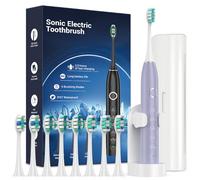 Rtauys Sonic Electric Toothbrush for Adults with 8 Brush Heads, IPX7 Electric Toothbrush with Travel Case, 2.5 Hours Charge for 120 Days, 5 Modes with 2 Minutes Built in Smart Timer Light Purple