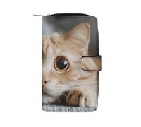 RTBKLYQ Leather Wallet Lying on The Sofa Printed Zip Around Wallet Credit Card Phone Printed Holder Clutch Checkbook Holder