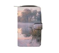 RTBKLYQ Leather Wallet On The Calm Lake Printed Zip Around Wallet Credit Card Phone Printed Holder Clutch Checkbook Holder