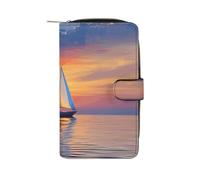 RTBKLYQ Leather Wallet On The Calm Sea Printed Zip Around Wallet Credit Card Phone Printed Holder Clutch Checkbook Holder