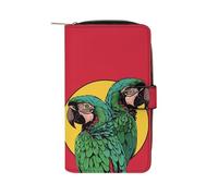RTBKLYQ Leather Wallet Two Red Parrots Printed Zip Around Wallet Credit Card Phone Printed Holder Clutch Checkbook Holder