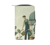 RTBKLYQ Leather Wallet Watering The Plants Printed Zip Around Wallet Credit Card Phone Printed Holder Clutch Checkbook Holder
