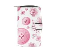 RTBKLYQ Leather Wallet With Hearts And Flowers Printed Zip Around Wallet Credit Card Phone Printed Holder Clutch Checkbook Holder