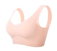 RTcald Plus Size Comfy Seamless Bra,Women Wireless Invisible Bra,ultra Thin Push Up Wirefree Bra (Khaki,L)