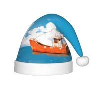 RTCVXZDSA A Ship On The Sea Surface Kids' Holiday Hat – Festive Party Hat With Plush Pom-Pom, Perfect For Christmas, Halloween, And New Year'S Celebrations