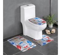 RTCVXZDSA Animal Paw Prints 3 Piece Bathroom Rugs Set â€“ Soft Plush Bath Mat Set With U-Shaped Toilet Floor Rug, Non-Slip Waterproof Bath Rug Combo For Home, Kids Room, Guest Bath