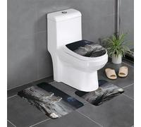 RTCVXZDSA Astronauts At Work 3 Piece Bathroom Rugs Set â€“ Soft Plush Bath Mat Set With U-Shaped Toilet Floor Rug, Non-Slip Waterproof Bath Rug Combo For Home, Kids Room, Guest Bath